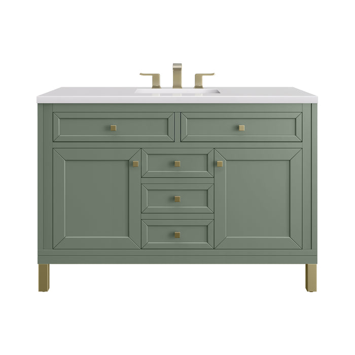 Chicago 48" Single Vanity, Smokey Celadon, w/ 3 CM Charcoal Soapstone Silestone® Top