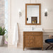 James Martin Brittany 36" Single Bathroom Vanity in Saddle Brown, shown in a bathroom setting