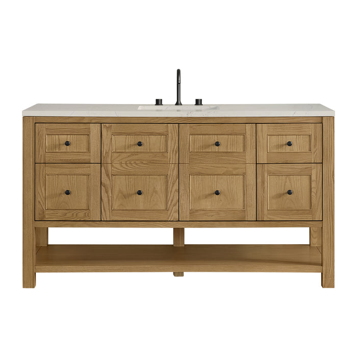 Breckenridge 60" Single Vanity, Light Natural Oak, w/ 3 CM Charcoal Soapstone Quartz Top