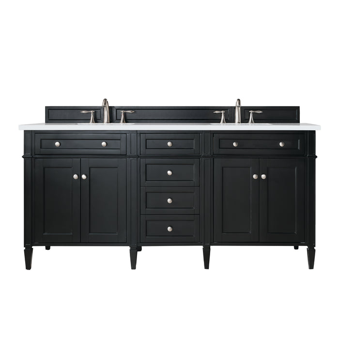 Brittany 72" Double Vanity, Black Onyx w/ 3 CM White Zeus Silestone Top
