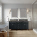 Brittany 72" Double Vanity, Pecan w/ 3 CM Parisien Bleu Silestone Top w/FreePower Wireless Charger