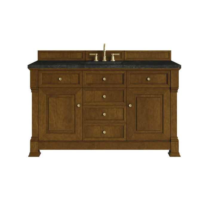 Brookfield 60" Single Vanity, Honey Oak w/3 CM Carrara White Marble Top