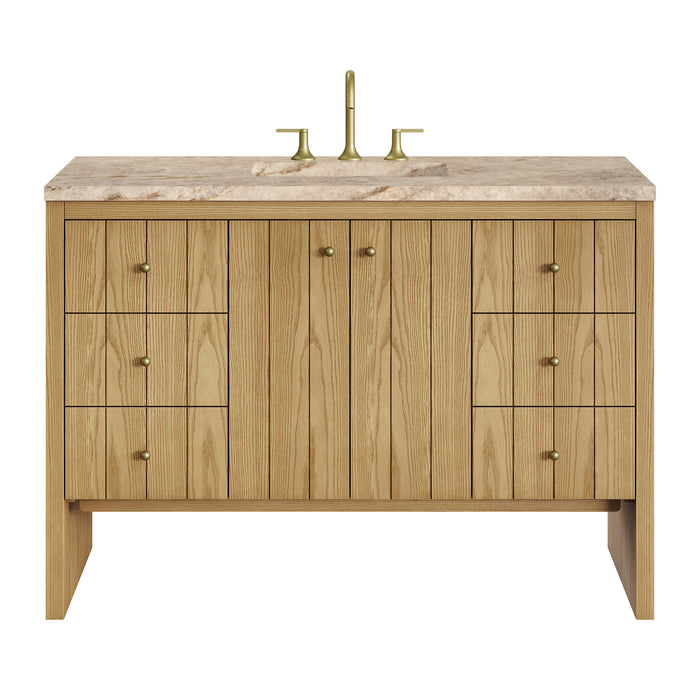 Hudson 48" Single Vanity, Light Natural Oak w/ 3 CM Eternal Jasmine Pearl Top