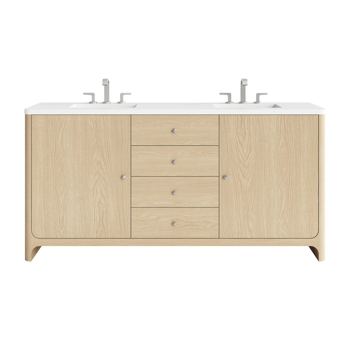 Gracyn 72" Double Vanity, Coastal Driftwood, w/ 3 CM Siberian Silestone Widespread Top