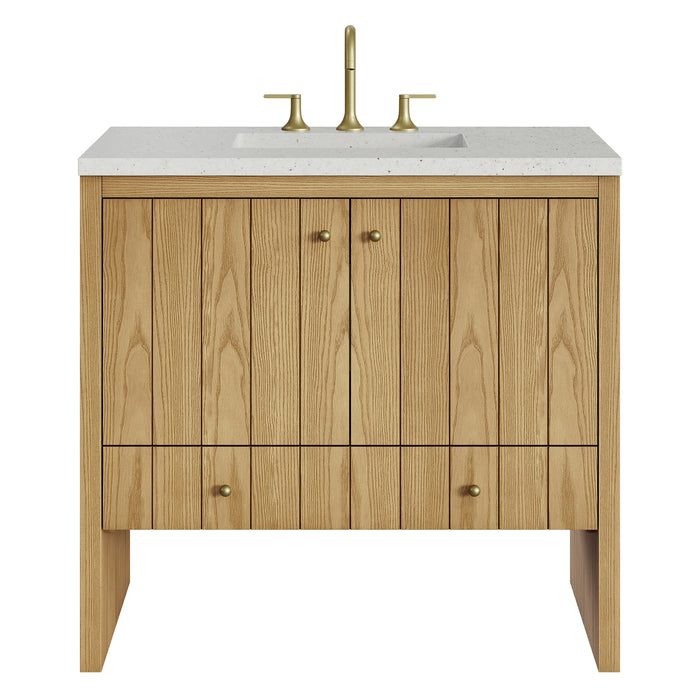 Hudson 36" Single Vanity, Light Natural Oak w/ 3 CM Lime Delight Top
