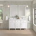 James Martin Lorelai 60" Double Bathroom Vanity in Bright White, shown in a bathroom setting