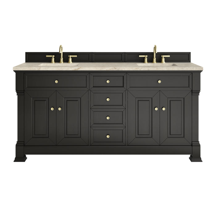 Brookfield 72" Double Vanity, Black Onyx, w/ 3 CM Tajnar Eclos Top