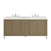 Chicago 72" Double Vanity, Walnut Whisper, w/ Single Hole 3CM White Zeus Silestone® Top & Backsplash