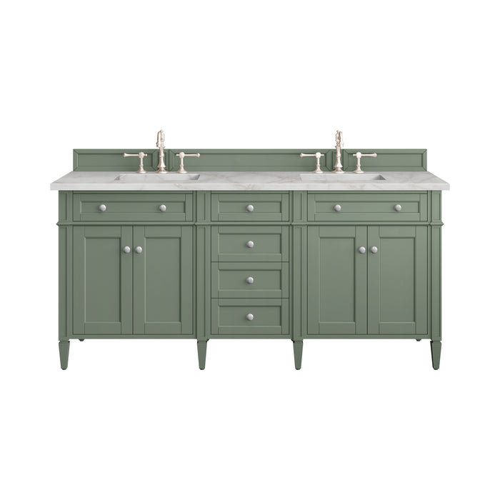 Brittany 72" Double Vanity, Smokey Celadon, w/ 3 CM Phantome Eclos Top