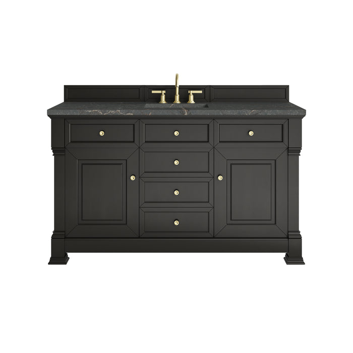 Brookfield 60" Single Vanity, Black Onyx w/ 3 CM Parisien Bleu Silestone Top