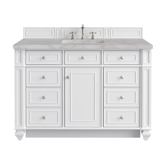 Bristol 48" Single Vanity, Bright White w/ 3 CM Victorian Silver Silestone Top