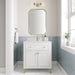 James Martin Chicago 30" Single Bathroom Vanity in Glossy White, shown in a bathroom setting