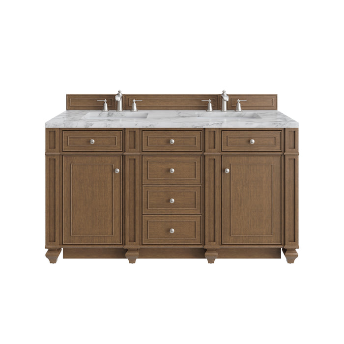 Bristol 60" Double Vanity Cabinet, Whitewashed Walnut