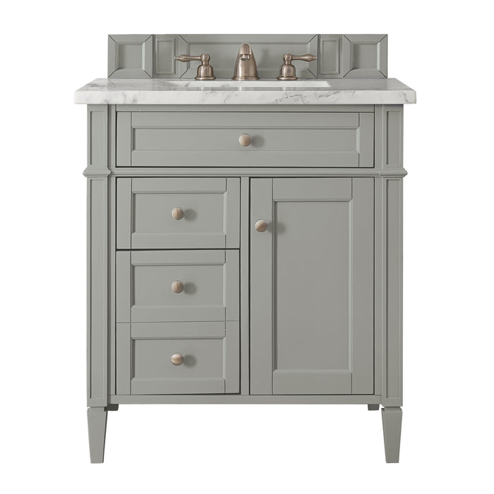 Brittany 30" Single Vanity, Urban Gray w/ 3 CM Carrara Marble Top