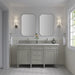 James Martin Brittany 60" Double Bathroom Vanity in Urban Gray, shown in a bathroom setting