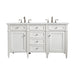 Brittany 60" Double Vanity, Bright White Vanity w/ Single Hole 3 CM White Zeus Silestone Top & Backsplash