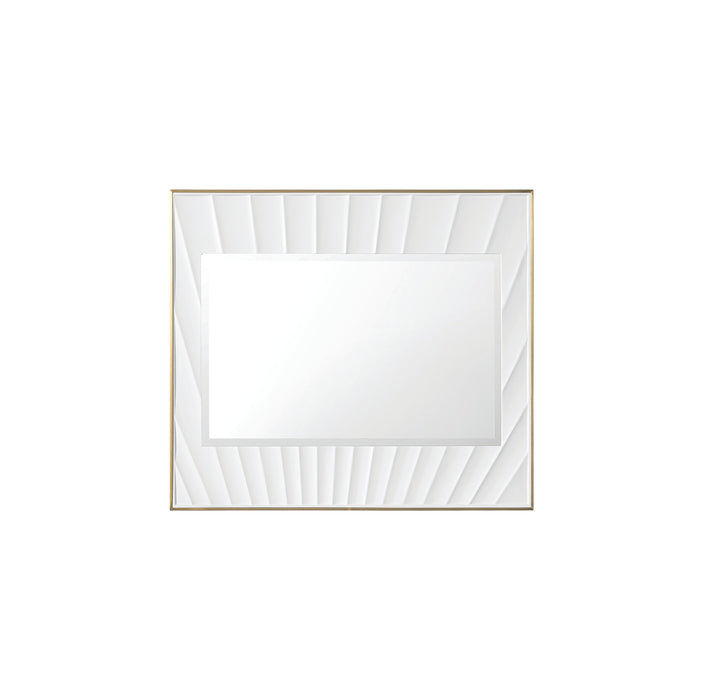 Soleil 36" Mirror, Matte White with Gold