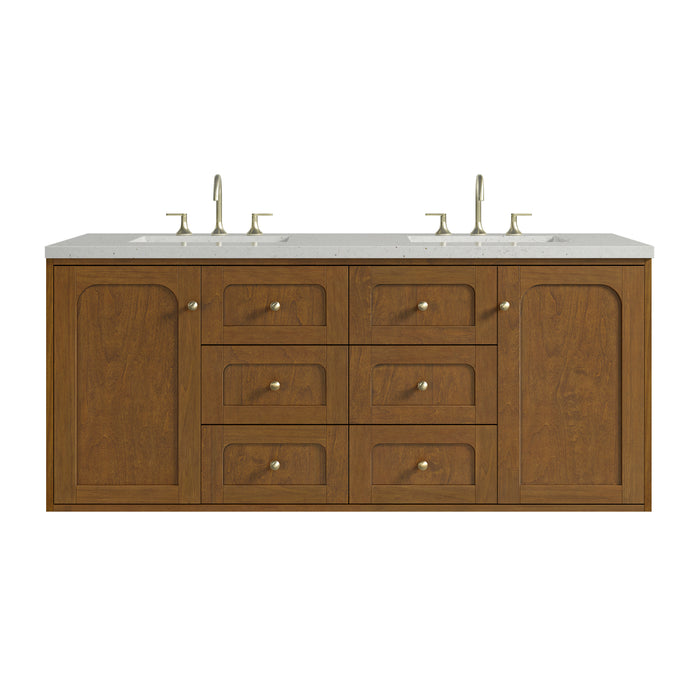 Laurent 60" Double Vanity, Light Natural Oak, w/ 3 CM Siberian Silestone Top w/FreePower Wireless Charger