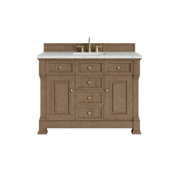 Brookfield 48" Single Vanity, Honey Oak,  w/ 3 CM White Zeus Silestone Top