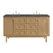 Laurent 60" Double Vanity, Light Natural Oak, w/ Single Hole 3 CM White Zeus Quartz Top & Backsplash