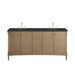 Kinnsden 72" Double Vanity, Sable Oak w/ 3 CM Parisien Bleu Silestone Top w/FreePower Wireless Charger