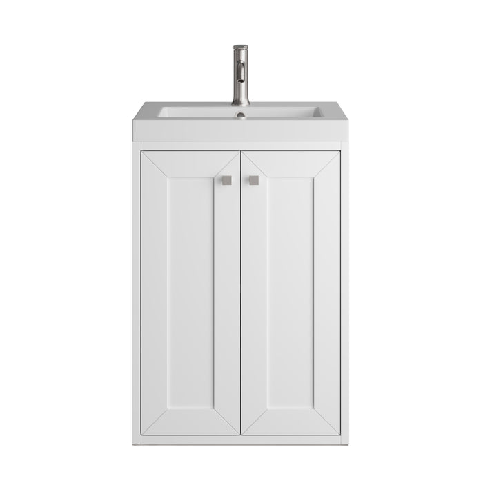 Chianti 20" Single Vanity, Glossy White w/ White Glossy Composite Stone Top