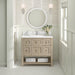 James Martin Breckenridge 36" Single Bathroom Vanity in Whitewashed Oak, shown in a bathroom setting