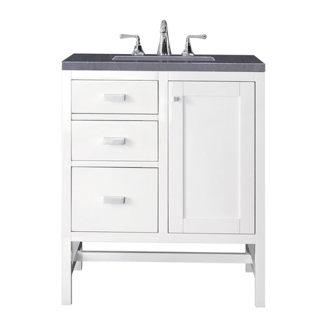 Addison 30" Single Vanity, Glossy White w/ 3 CM Charcoal Soapstone Silestone Top