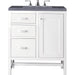 Addison 30" Single Vanity, Glossy White w/ 3 CM Charcoal Soapstone Silestone Top