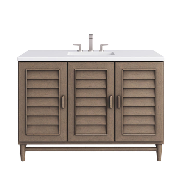 Portland 48" Single Vanity Whitewashed Walnut w/ 3 CM White Zeus Silestone Top
