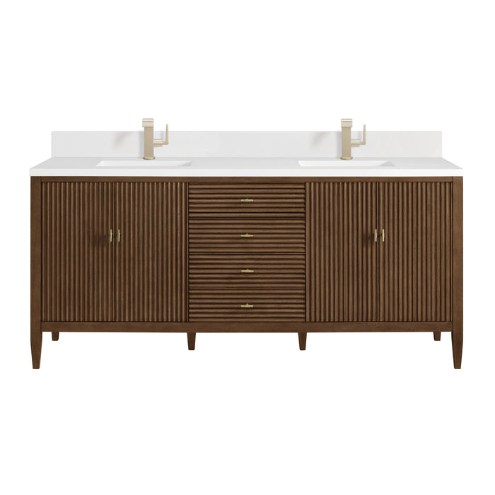 Myrrin 72" Vanity, Carbon Oak, w/ 3 CM Siberian Silestone Top