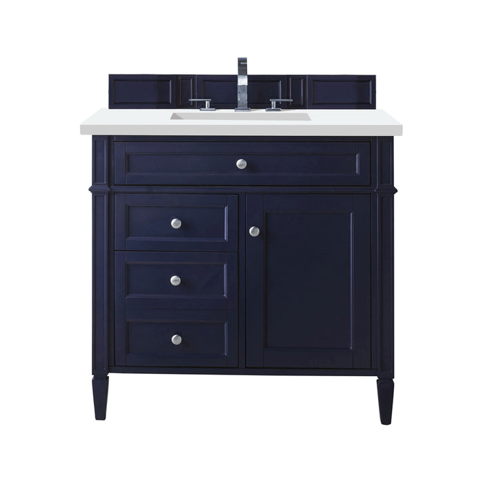 Brittany 36" Single Vanity, Victory Blue w/ 3 CM White Zeus Silestone Top