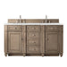 Bristol 60" Double Vanity, Whitewashed Walnut, w/ 3 CM Siberian Silestone Top