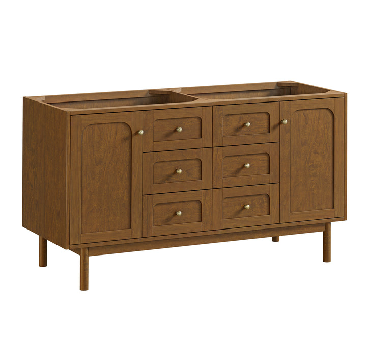 Laurent 60" Double Vanity Cabinet, Honey Oak