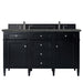 Brittany 60" Double Vanity, Black Onyx w/ 3 CM Parisien Bleu Silestone Top