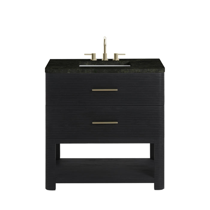 Lucian 36" Single Vanity, Carbon Oak, w/ 3 CM Phantome Eclos Widespread Top