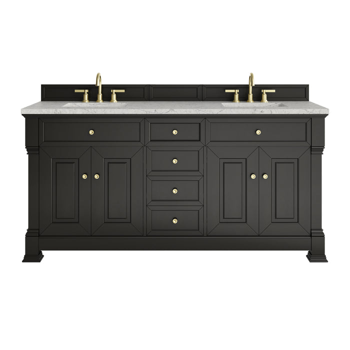 Brookfield 72" Double Vanity, Black Onyx w/ 3 CM Eternal Jasmine Pearl Silestone Top