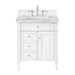 Brittany 30" Single Vanity, Bright White w/ 3 CM Carrara Marble Top
