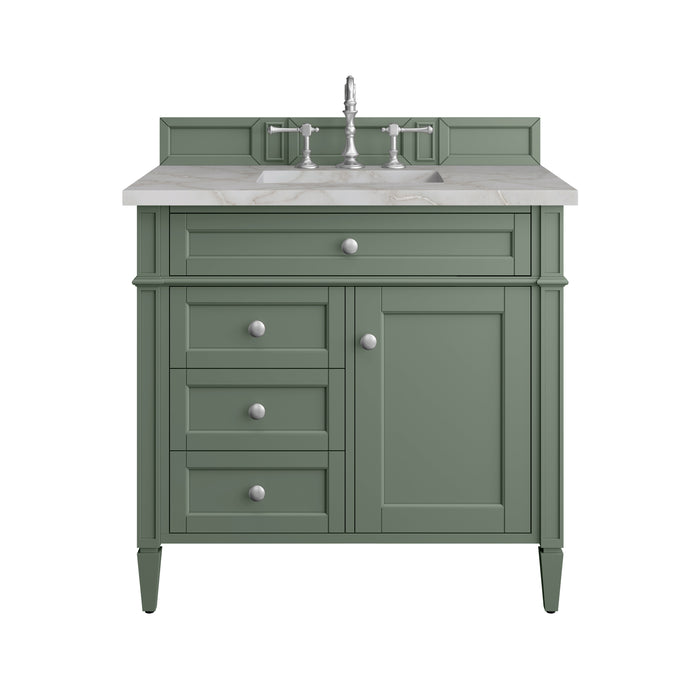 Brittany 36" Single Vanity, Smokey Celadon w/ 3 CM Victorian Silver Top