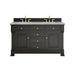 Brookfield 60" Double Vanity, Black Onyx w/ 3 CM Victorian Silver Silestone Top