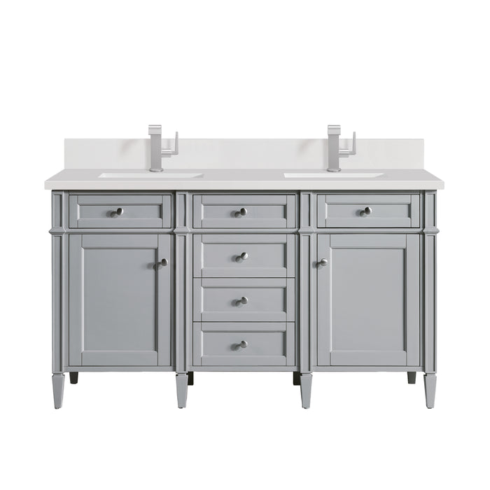 Brittany 60" Double Vanity, Smokey Celadon, w/ 3 CM Tajnar Eclos Top