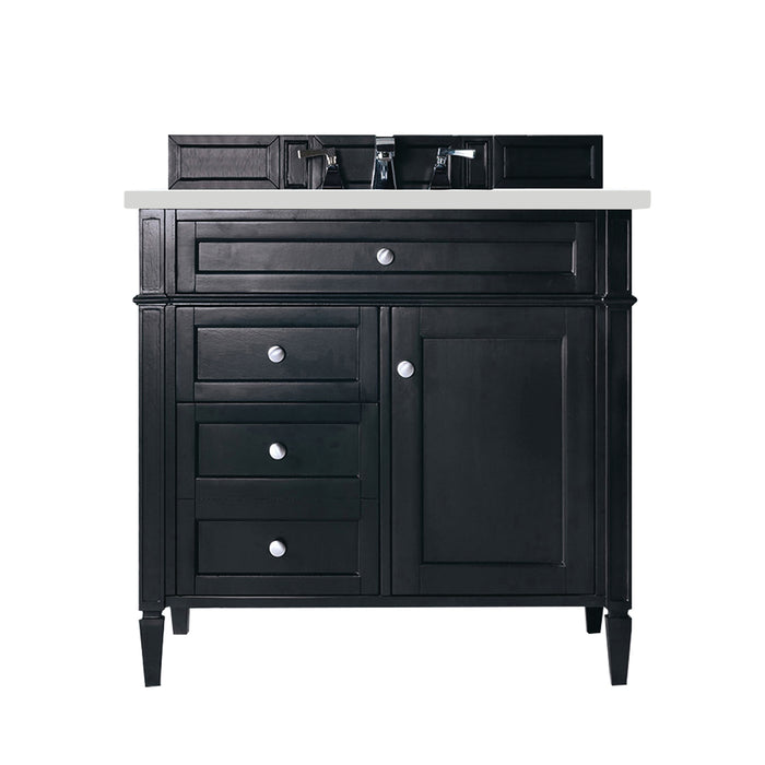 Brittany 36" Single Vanity, Black Onyx w/ 3 CM White Zeus Silestone Top