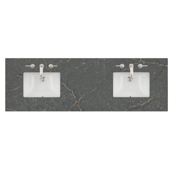 72" Double Top, 3 CM Parisien Bleu Quartz w/ Sink