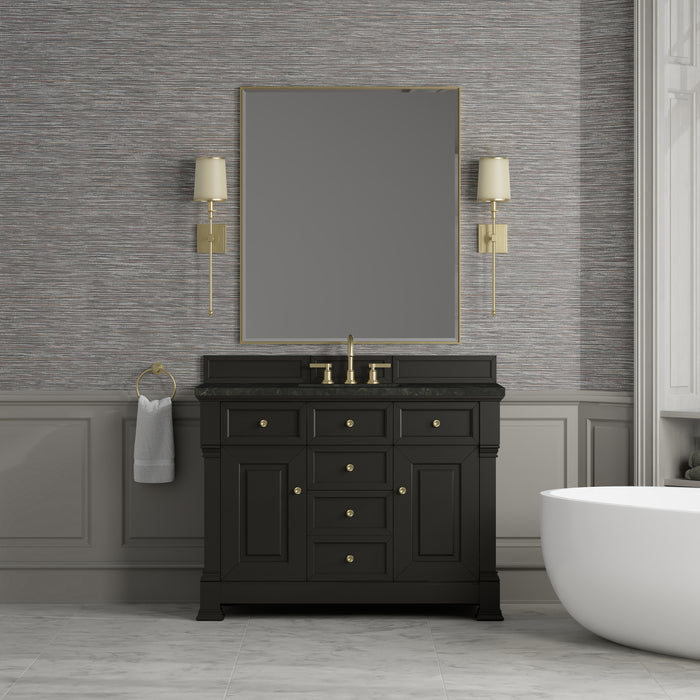Brookfield 48" Single Vanity, Pecan w/ 3 CM Victorian Silver Silestone Top w/ FreePower Wireless Charger