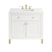 Chicago 36" Single Vanity, Glossy White, w/ 3 CM White Zeus Silestone® Top