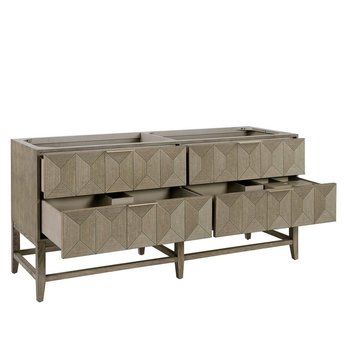 Emmeline 72" Double Vanity, Pebble Oak w/ 3 CM Eternal Jasmine Pearl Top w/FreePower Wireless Charger