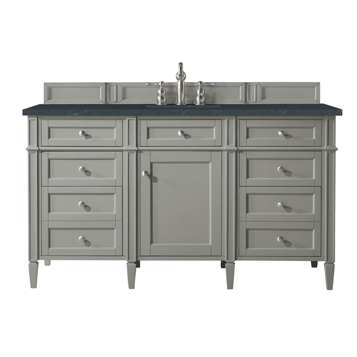 Brittany 60" Single Vanity, Smokey Celadon w/ 3 CM Victorian Silver Top