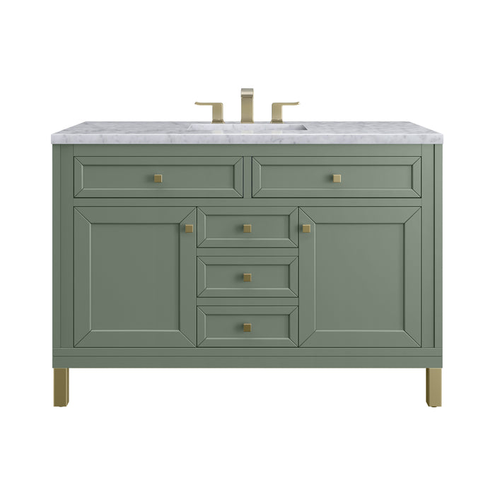 Chicago 48" Single Vanity, Glossy White, w/ 3 CM Siberian Silestone Top w/FreePower Wireless Charger