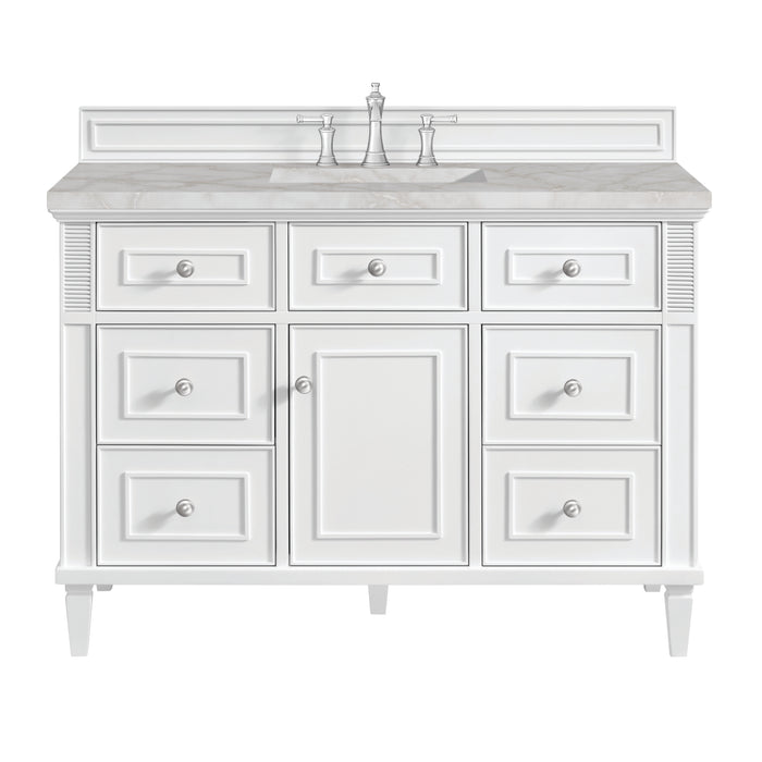 Lorelai 48" Single Vanity, Bright White w/ 3 CM Ethereal Noctis Silestone Top