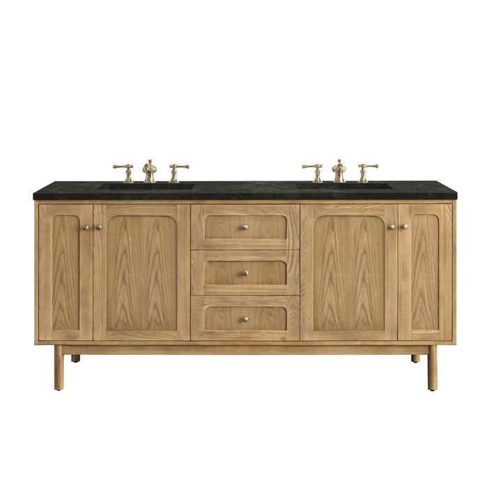 Laurent 72" Double Vanity, Light Natural Oak w/ 3 CM Carrara Marble Top